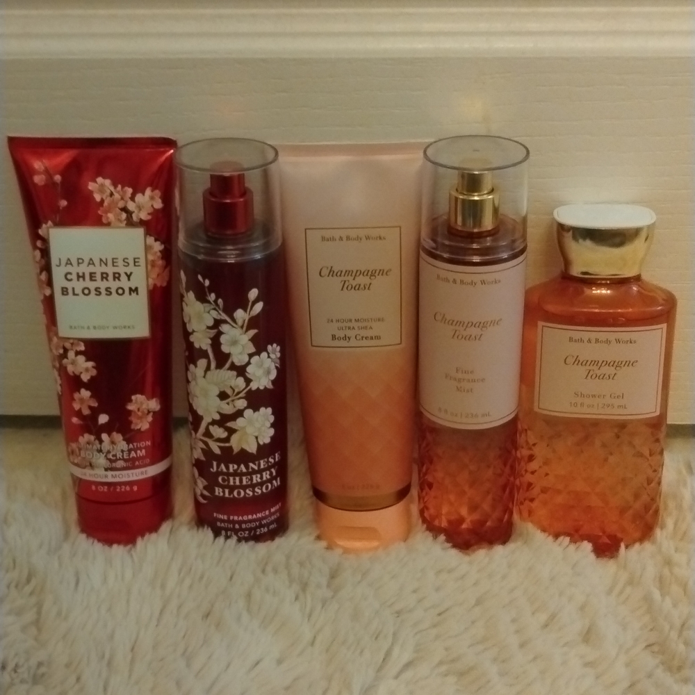 Bath & Body Works lot - Japanese Cherry Blossom & Champagne Toast products
